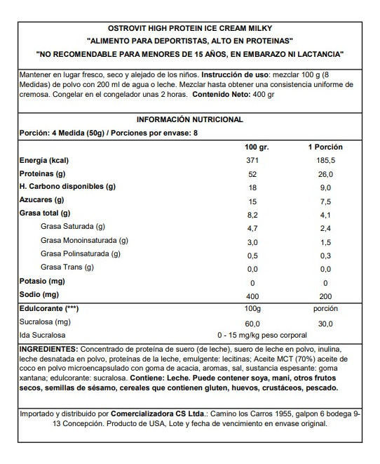 High Protein Ice Cream - Sabor Milky - 8 Sv - Ostrovit