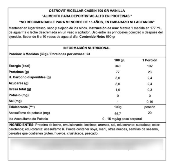 638894-MLA70487571001_072023 Proteina De Casein Micellar 700g/23serv Ostrovit
