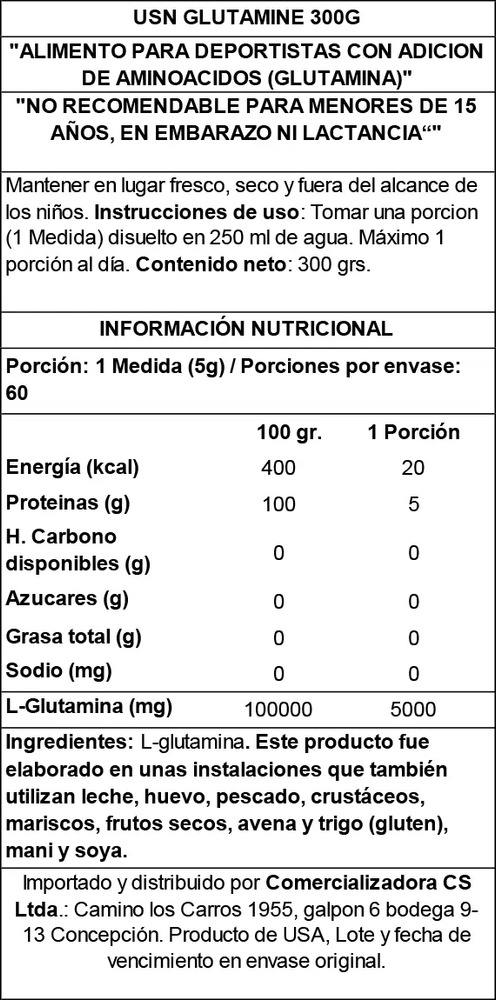 Glutamine Micronized Powder Usn 300g ( Envio Gratis) Sin Sabor