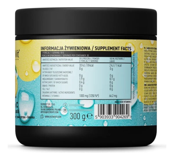 Ostrovit Aqua Kick Vitamina C En Polvo - Pote 300 G