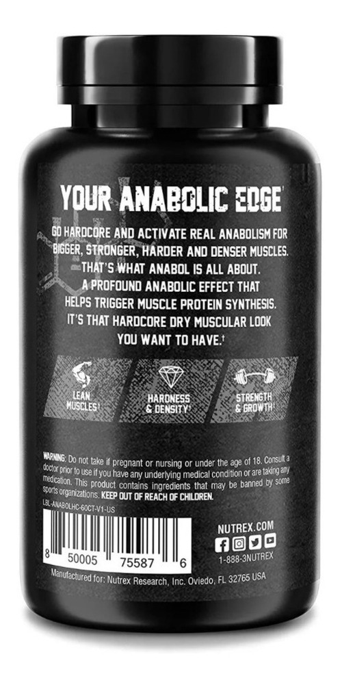 Precursor De Testosterona Hombre Nutrex Anabol Hardcore 60cp Sabor Neutro