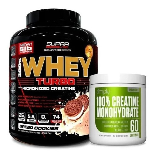 698328-MLC49244397004_032022 Proteina Whey Turbo 5lbs + Creatina 300gr Envío Gratis