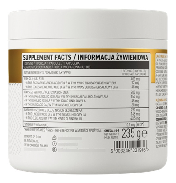 Omega 3-6-9 Ostrovit 180 Caps