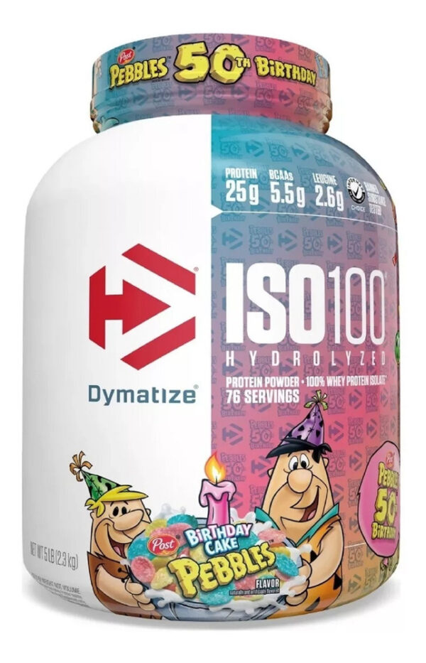 Proteína Iso 100 2.3kg Dymatize Whey 100% Isolado E Hidrolizado 2.3 Kg Sabor Birthday Cake Pebbles