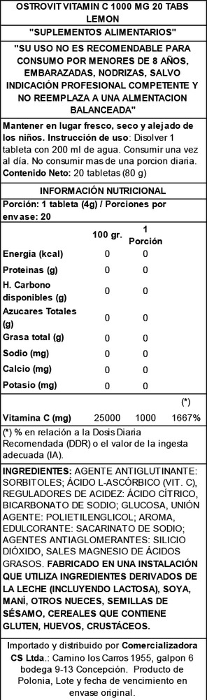 Ostrovit Vitamina C 500 Mg 30 Tabs
