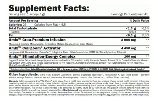 Amix CellZoom 315g Suplemento Deportivo 45 Sv