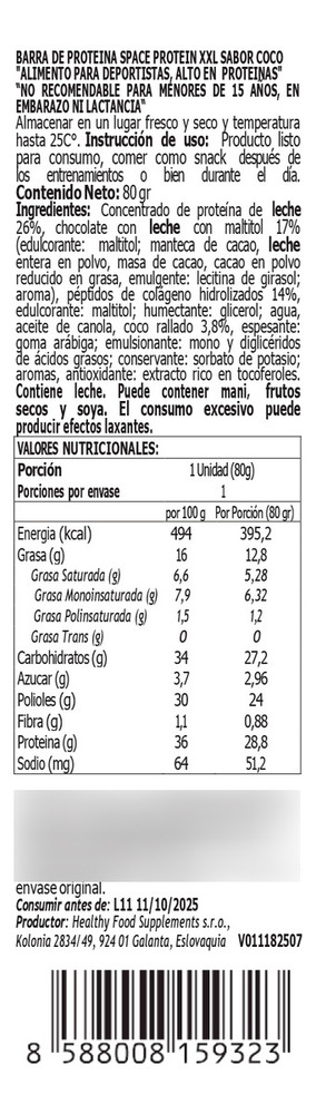 738885-MLA86547126874_062025 Barras De Proteina Space 80 Gr Xxl 28 Gr De Proteina) 24 Un
