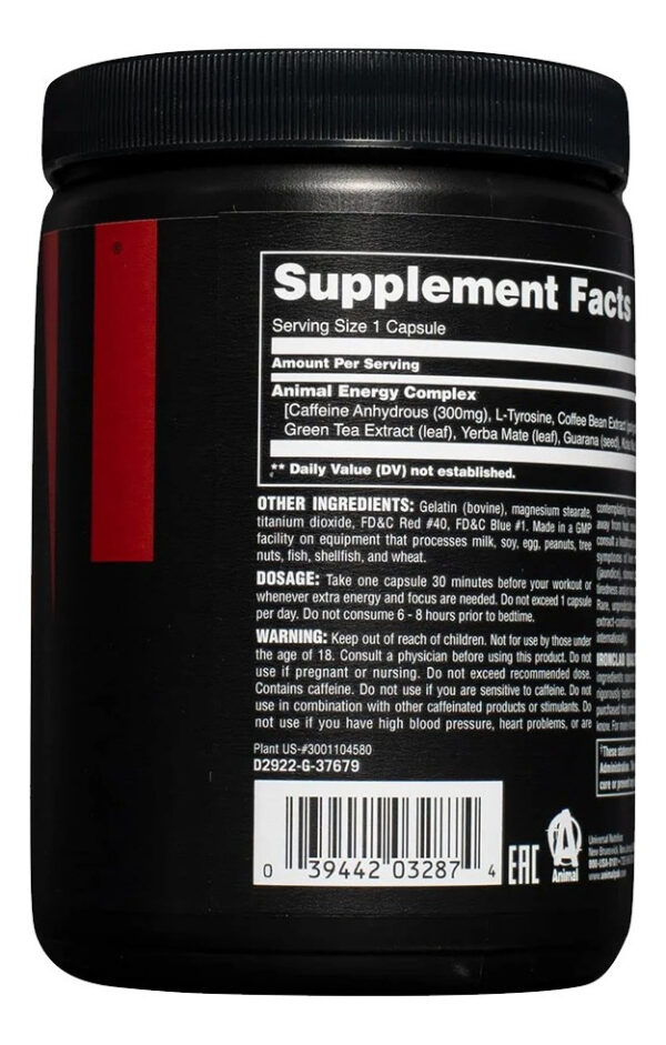 Universal Nutrition Animal Energy Cafeina 60 Capsulas Unflavored