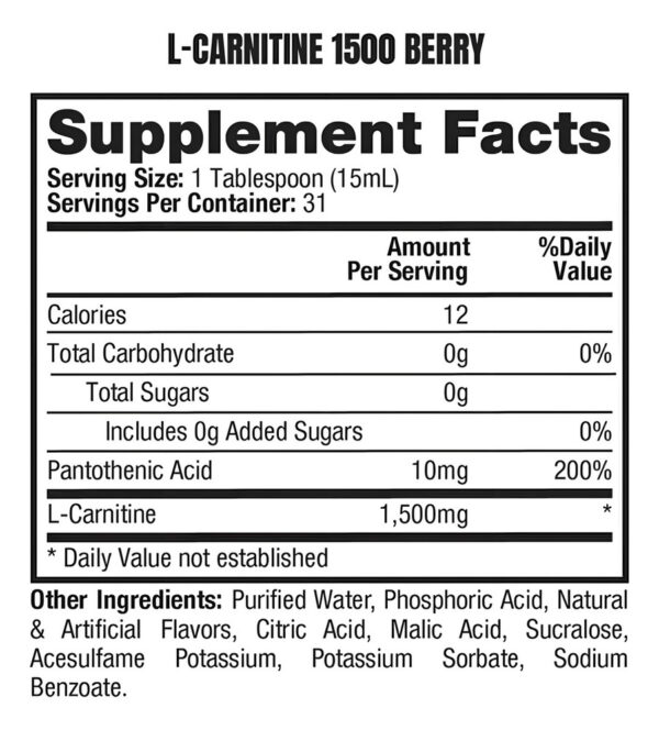 Prosupps L-carnitine 1500 Liquid Shots Quemador Grasa Liquido 473 Ml Berry