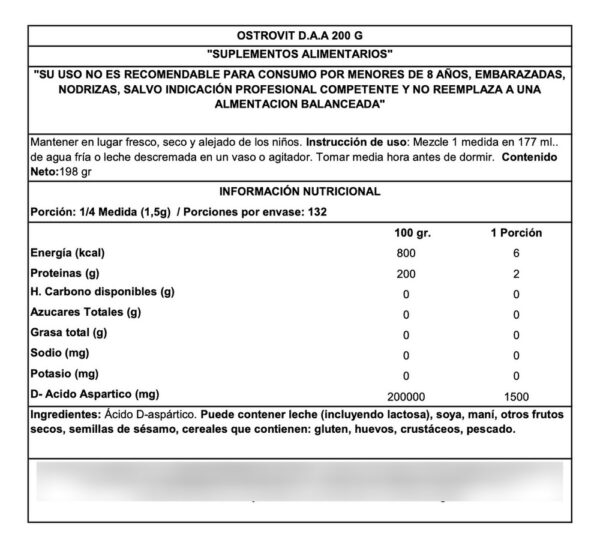 Acido D-aspartico Daa 1500 Ostrovit