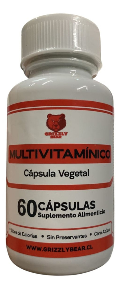 796346-MLA83418470140_042025 Multivitaminico 60 Capsulas - Grizzly Bear Sabor Sin Sabor