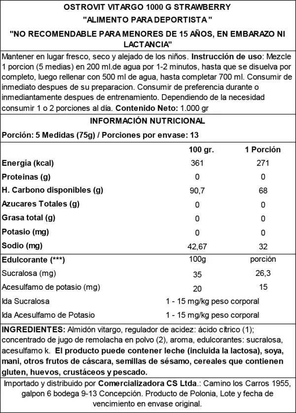 Vitargo 1000g Strawberry - Ostrovit