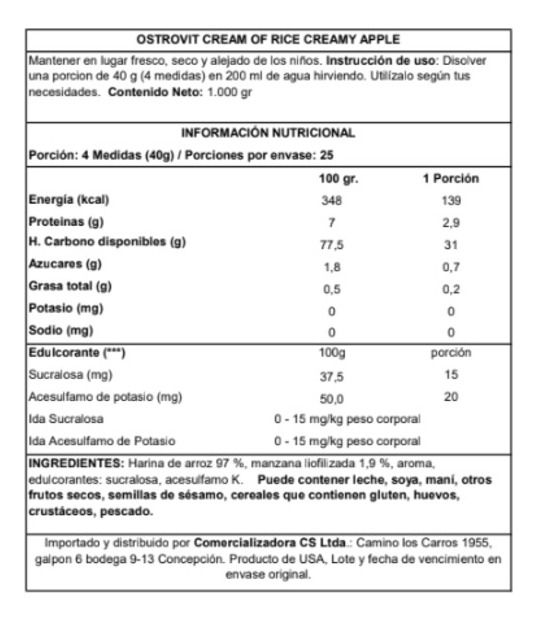 Cream Of Rice 1000 Gr Ostrovit