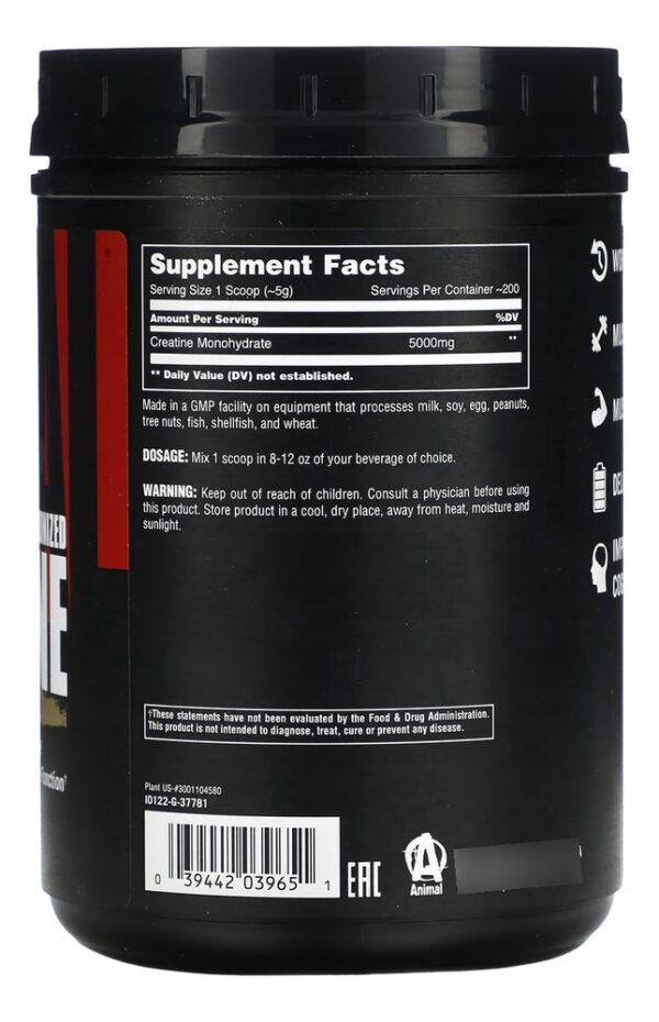 803276-MLA79322616349_092024 Creatina Monohidratada 1 Kg Animal - Sin Sabor