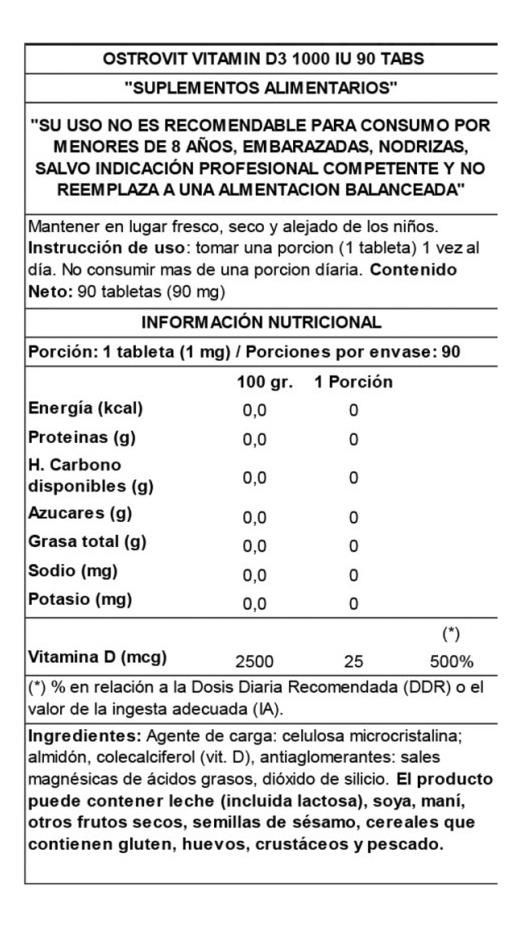 Vitamin D3 1000 Iu 90 Tabs Ostrovit