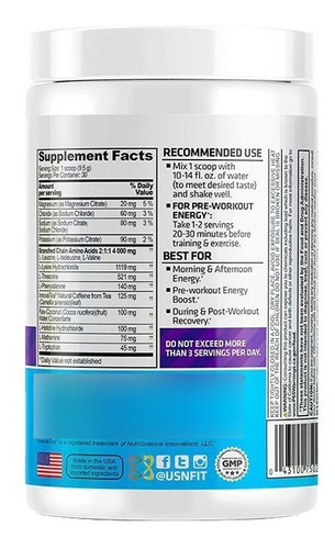 818793-MLU69934904273_062023 Amino Stim Usn Aminos Eaas Bcaas Cafeína 30 Servicios Sabor Blue Raspberry