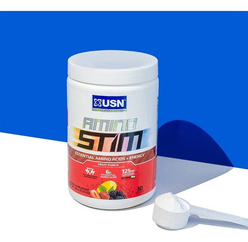 825474-MLU73784172670_012024 Amino Stim Usn Aminos Eaas Bcaas Cafeína 30 Servicios Sabor Blue Raspberry