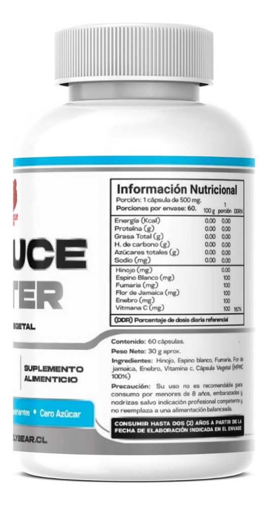 854306-MLC87913920943_072025 Reduce Water 60 Capsulas - Grizzly Bear