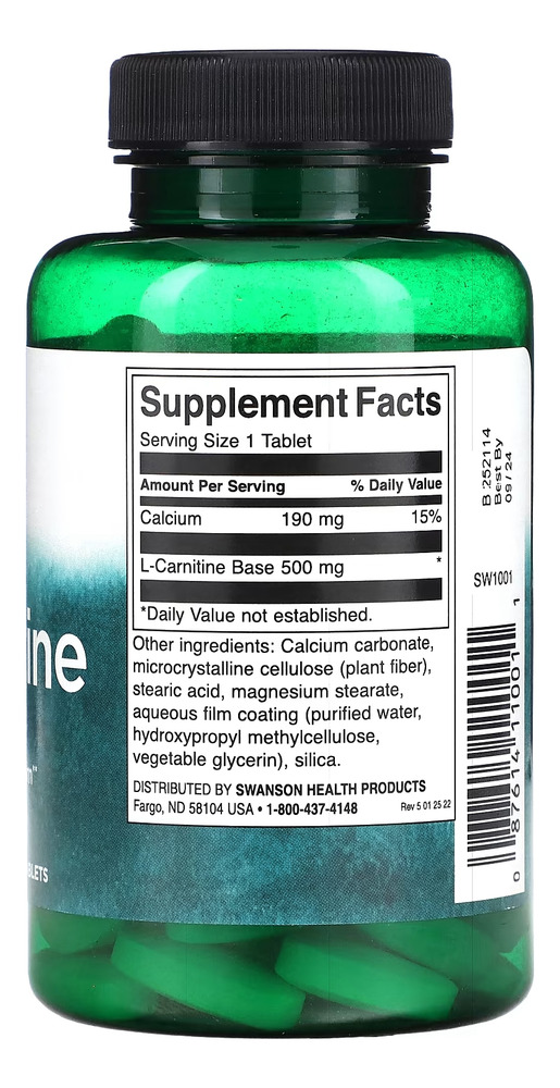 L-carnitine 100 Tab/500mg Swanson