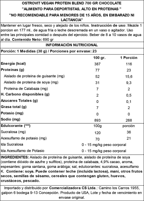 Vegan Protein Blend 700 Gr Chocolate