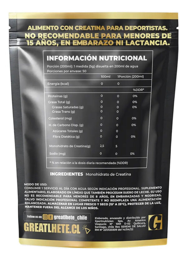 Creatina Monohidratada Crea Pro 250 G/50serv Sin Sabor
