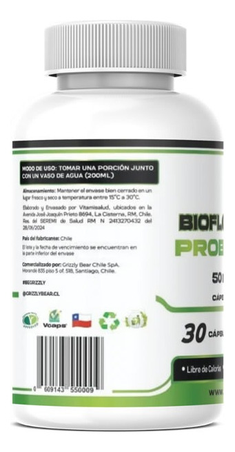 903118-MLC87584710180_072025 Bioflora Pre Y Probioticos 50 Billones 30 Caps -grizzly Bear