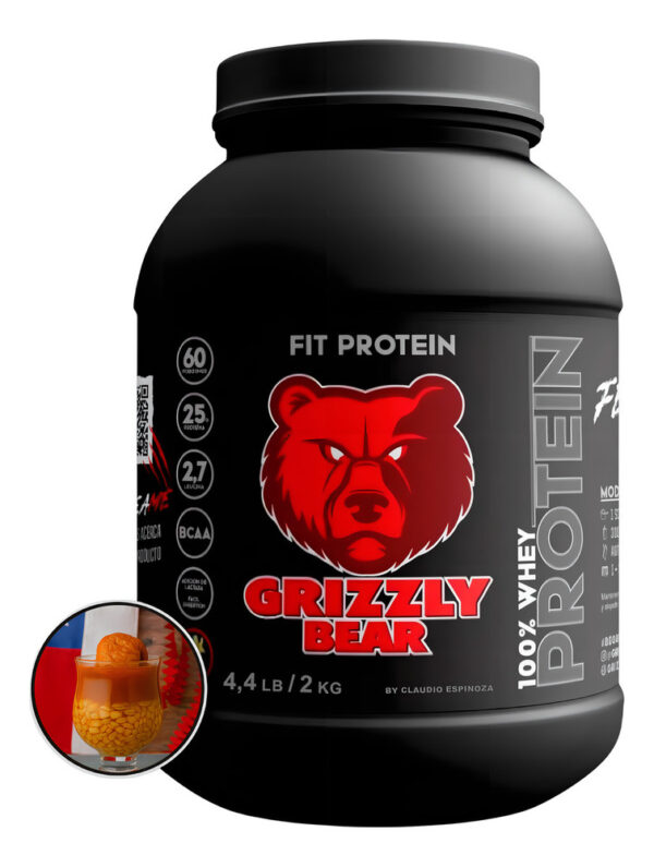 Proteina Fit 4.4lb Grizzly Bear 100% Whey Protein Sabor Mote Con Huesillo