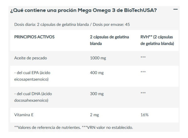 Mega Omega 3 90 Cápsulas 800 Mg Biotech Usa Sabor Sin Sabor