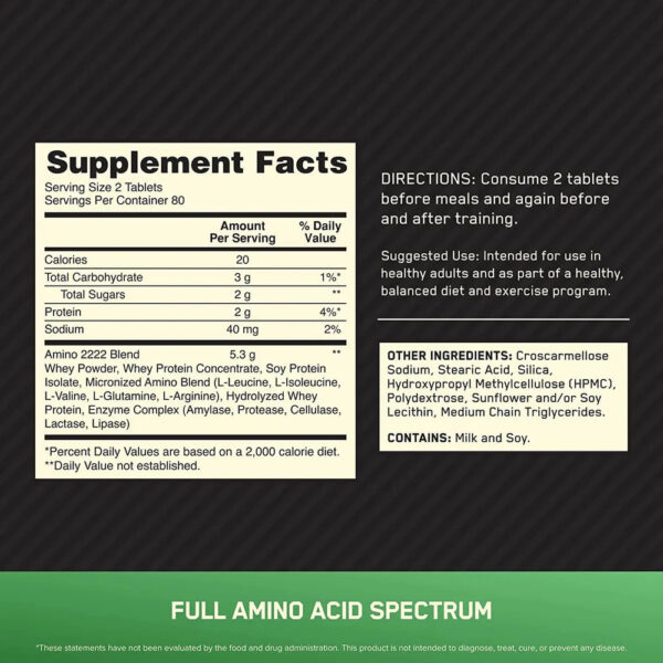 Optimum Nutrition Amino 2222 160 Tabletas