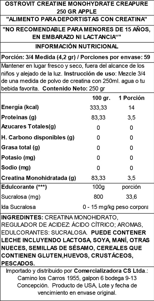 OstroVit Creatine Monohydrate Creapure 250g Pote Creatina