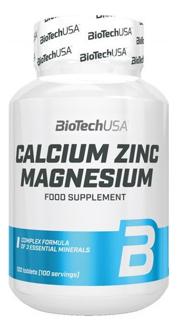 933016-MLA82475043555_022025 Biotechusa Calcio Magnesio Zinc 100 Tabletas Sabor Sin Sabor