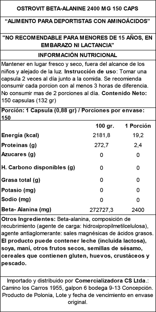 Beta-alanine 2400 150 Caps Ostrovit