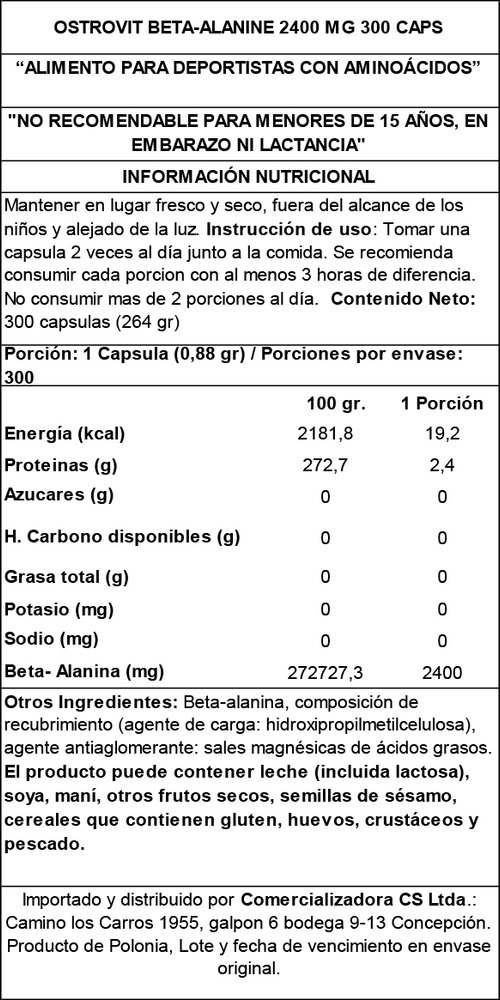 Beta-alanine 2400 300 Caps Ostrovit