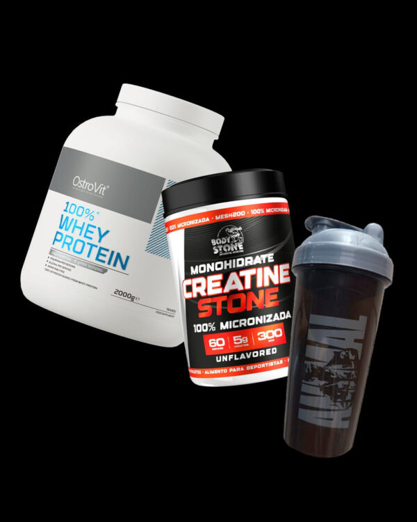 Pack Proteina 4 Lbs + Creatina Stone 300g + Shaker