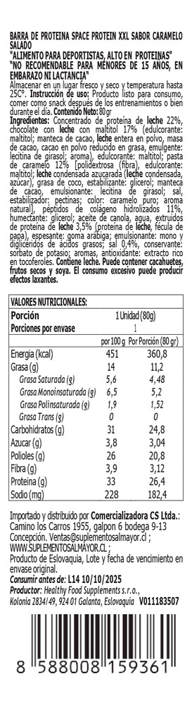 986872-MLC86546343574_062025 Barras De Proteina Space 80 Gr Xxl 28 Gr De Proteina) 24 Un