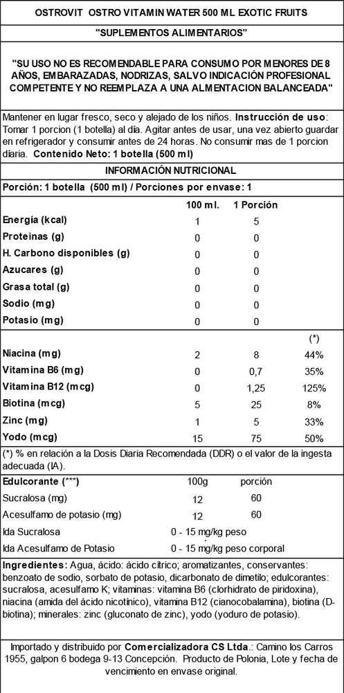 Vitamin Water Ostrovit / 12 Unid