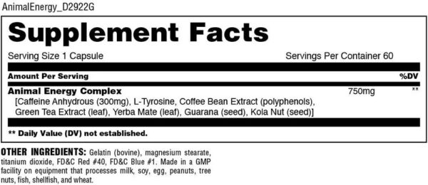 Universal Nutrition Animal Energy Cafeina 60 Capsulas Unflavored