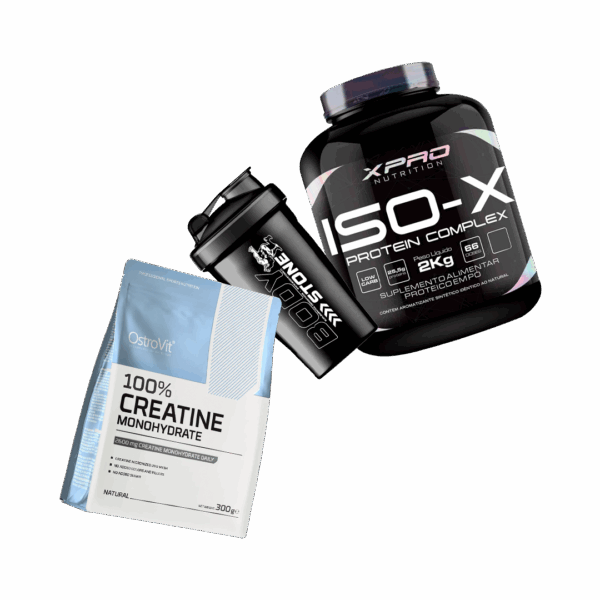 Pack Musculo Total: Proteína Iso-X 4 lbs + Creatina Ostrovit + Shaker Bodystone | Oferta Completa Gym