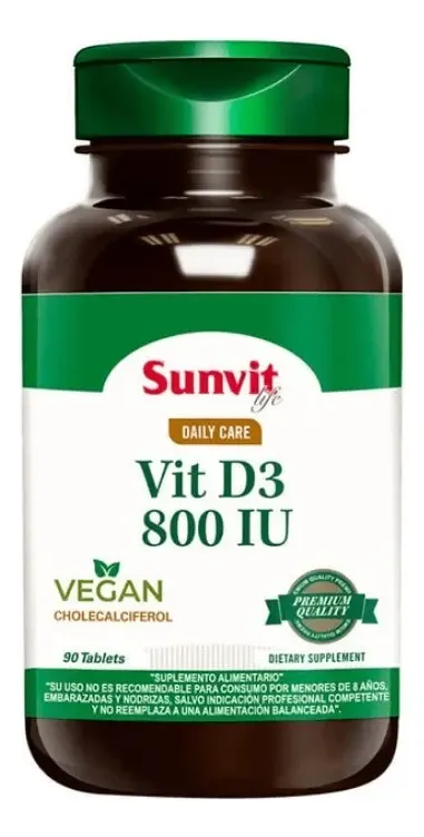 SunVit Vit D3 800 UI 120 Caps Veganas / Normales