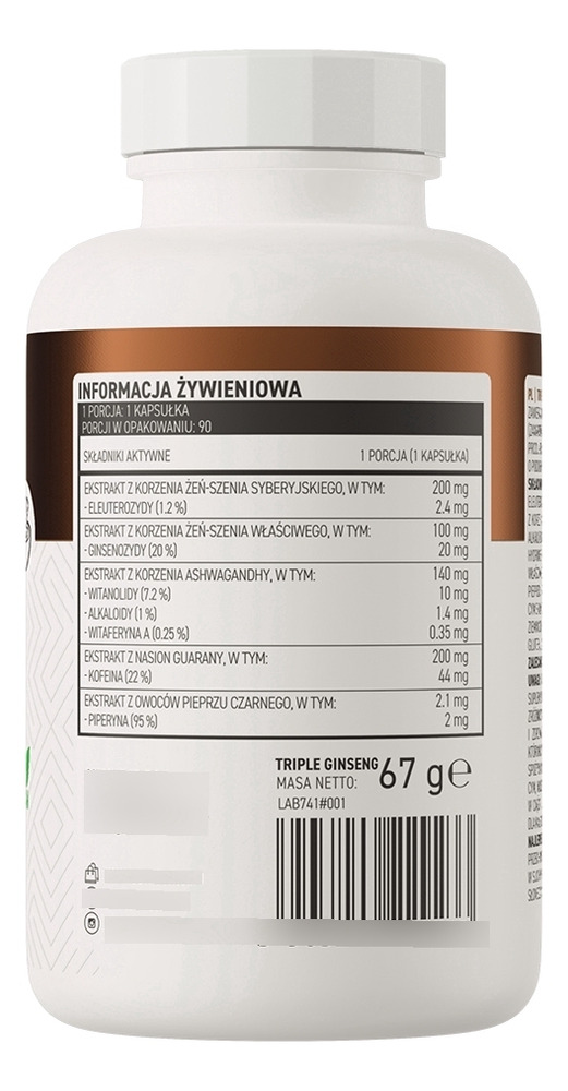 OstroVit Triple Ginseng Suplemento 90 Cap Vegano