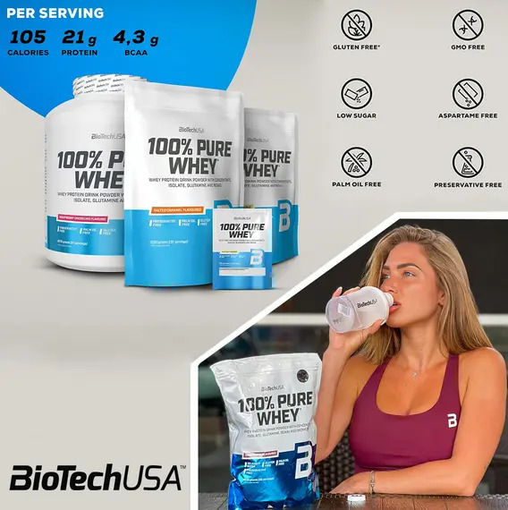 Proteína Suplemento En Polvo Biotechusa 100% Pure Whey Sabor ...