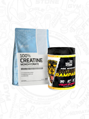 Creatina 300g ostrovit sin sabor + pre entreno jaguar rampage fruit punch
